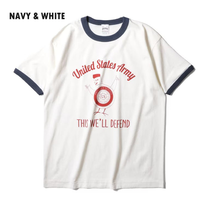 22413 PRINT RINGER TEE (US ARMY) - NAVY/WHITE