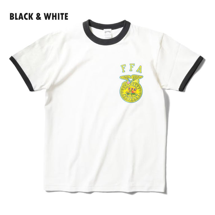 22452 PRINT RINGER TEE (FFA) - BLACK/WHITE