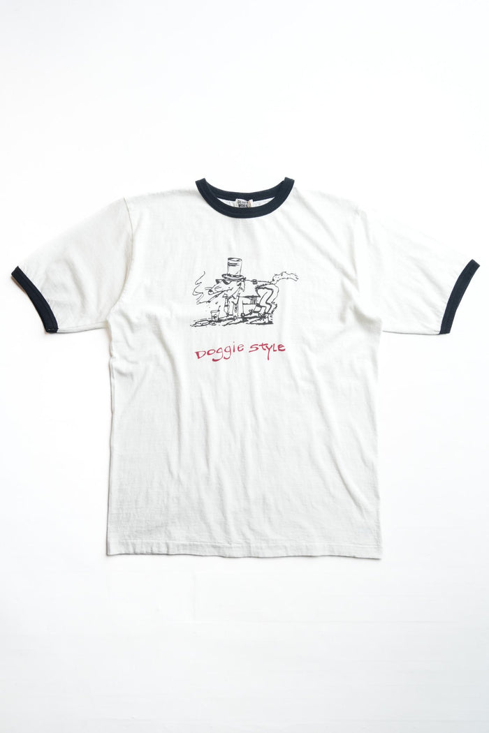 34006-02 RINGER TEE "DOGGIE STYLE" - OFF WHITE X BLACK