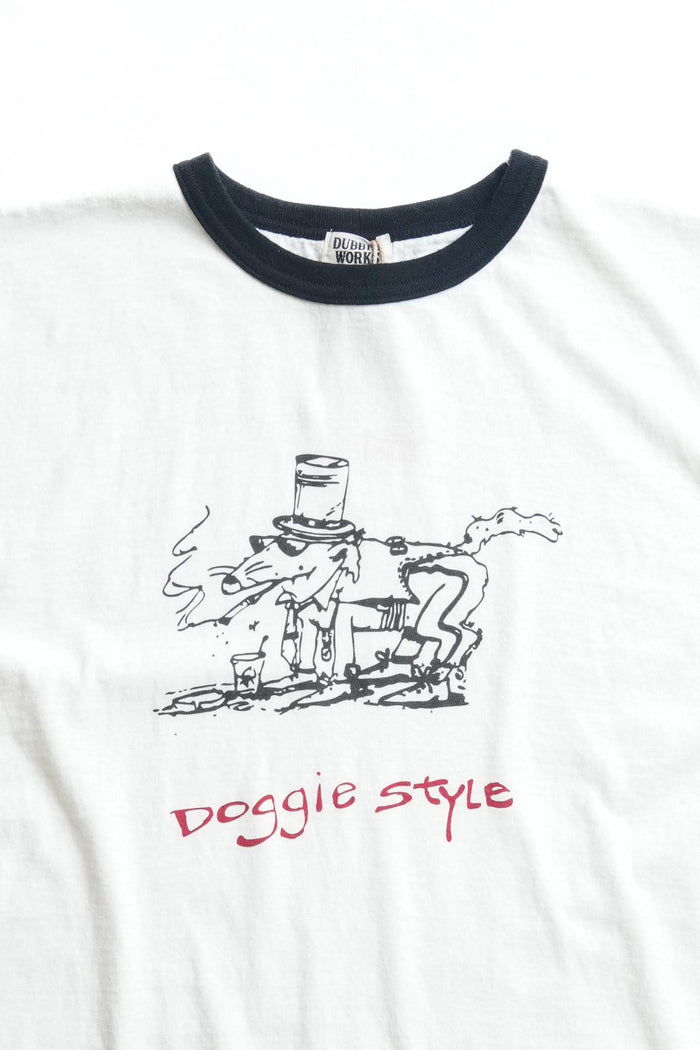 34006-02 RINGER TEE "DOGGIE STYLE" - OFF WHITE X BLACK