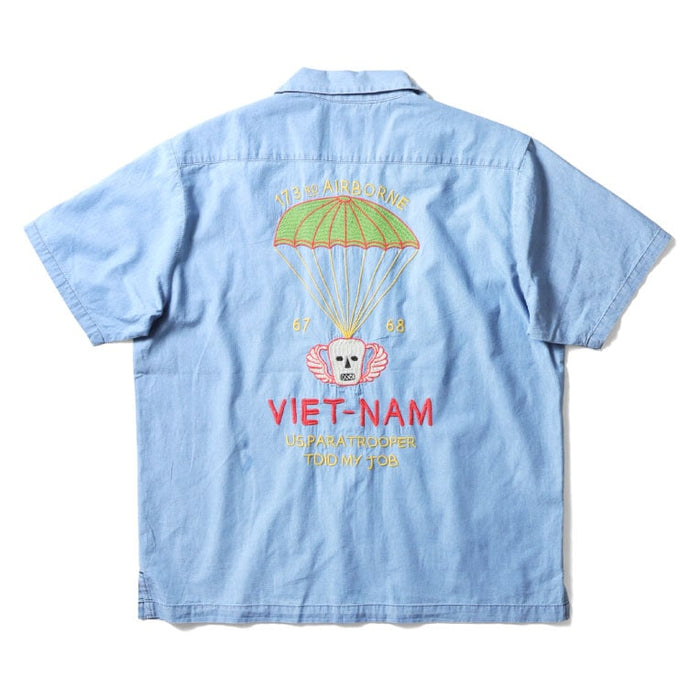41327 CHAMBRAY SOUVENIR SHIRT (VIETNAM) - INDIGO BLEACH