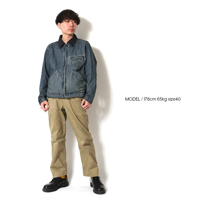 51590 US COTTON DENIM ZIP WORK JACKET - INDIGO VINTAGE WASH