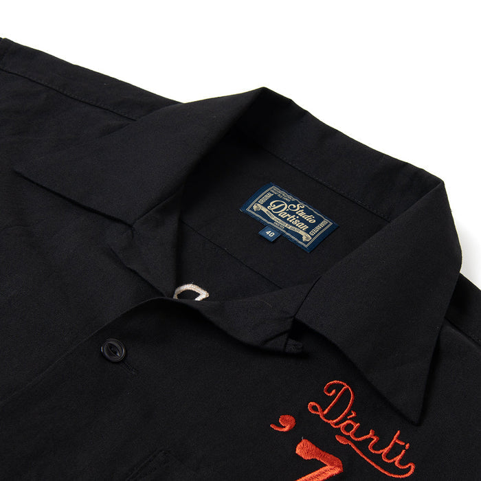 5743 EMBROIDERED BOWLING SHIRT - BLACK