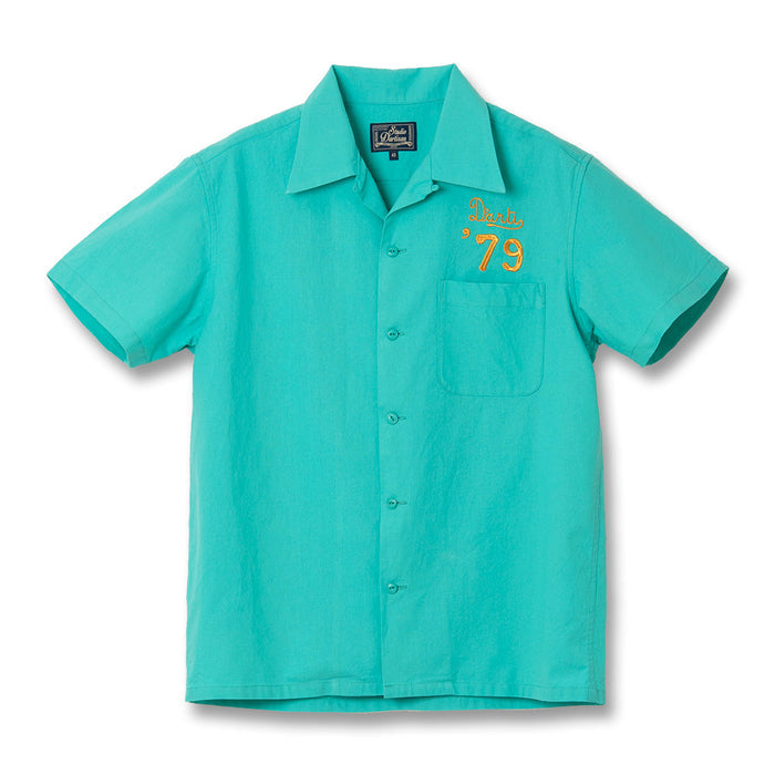 5743 EMBROIDERED BOWLING SHIRT - EMERALD