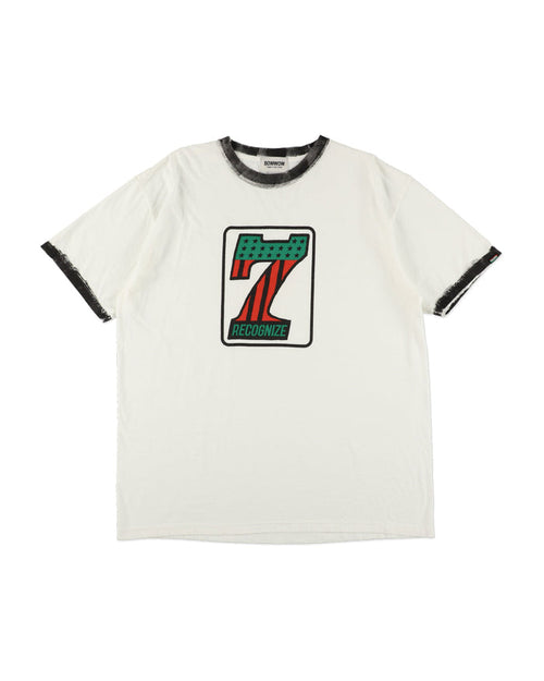 #7 VINYL TRIM TEE - WHITExBLACK