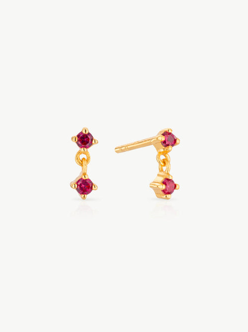 Astra Ruby Stud Earrings in Gold Vermeil