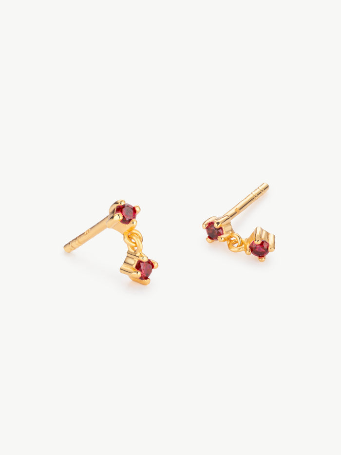 Astra Ruby Stud Earrings in Gold Vermeil