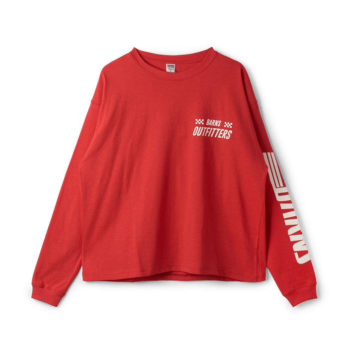 BR-25403 BOXY L/S PRINT T-SHIRT (MOTORCYCLELADY) - RED