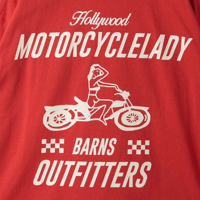BR-25403 BOXY L/S PRINT T-SHIRT (MOTORCYCLELADY) - RED