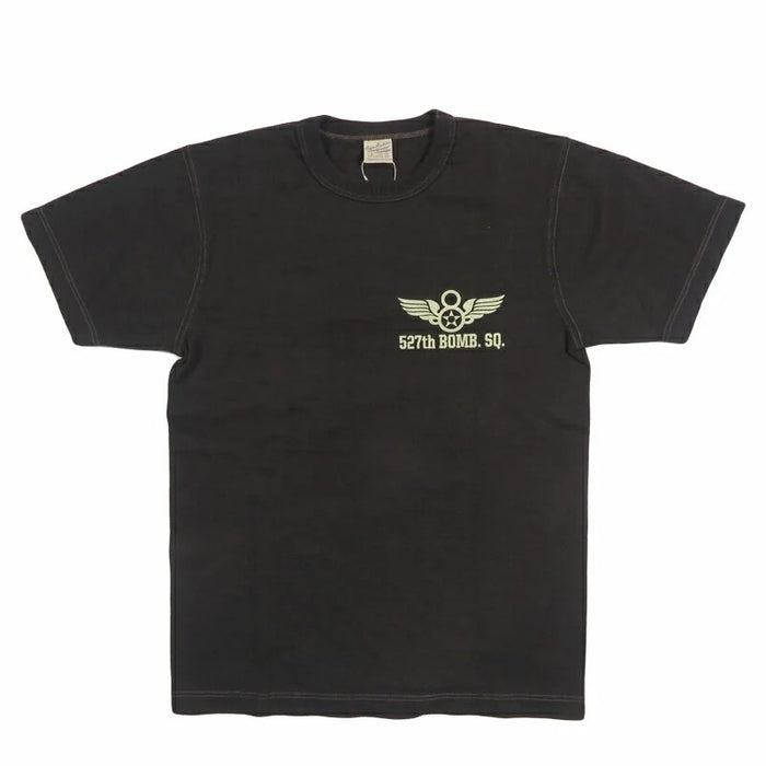 BR79731 Slub Yarn T Shirt  527th SQDN - BLACK