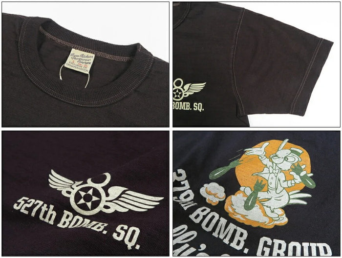 BR79731 Slub Yarn T Shirt  527th SQDN - BLACK