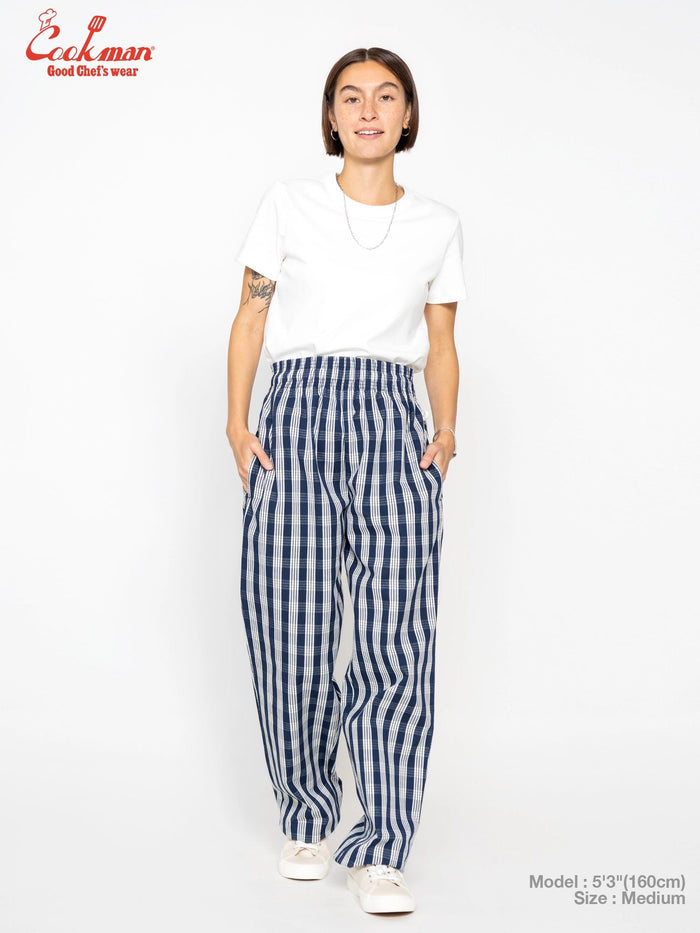 CHEF PANTS SEMIWIDE PALAKA CHECK - NAVY