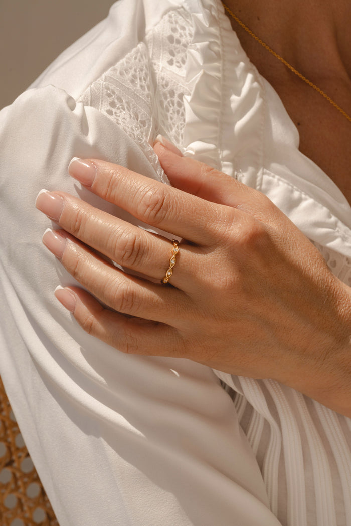 Diamond Petal Stacker Ring