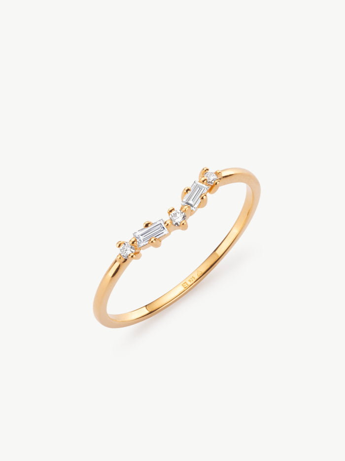 Lab Diamond Wishbone Ring in Gold Vermeil