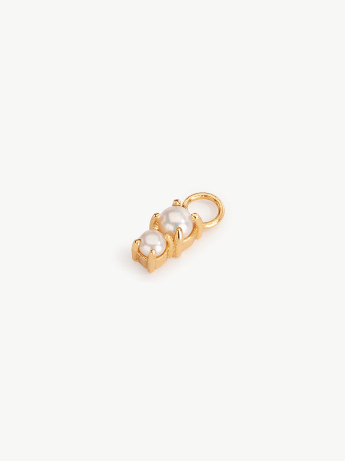 Double pearl earring charm in gold vermeil