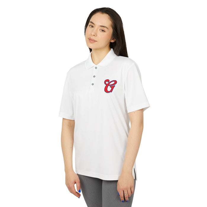 Greenwich G Performance Polo with Script 'G' Chest Logo — Men's Golf & Casual Athletic Shirt