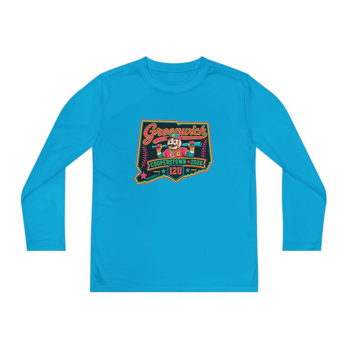 Greenwich Little League YOUTH Long Sleeve Tee – “Greenwich” Retro Baseball Competitor Shirt