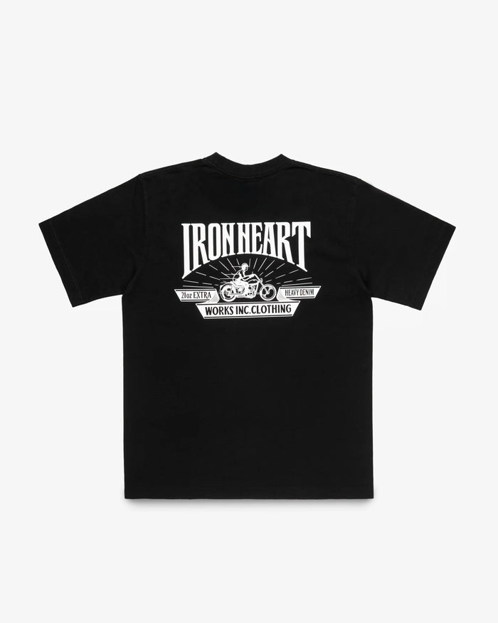 IHT-2601-BLK 7.5OZ PRINTED LOOPWHEEL CREW NECK T-SHIRT - BLACK
