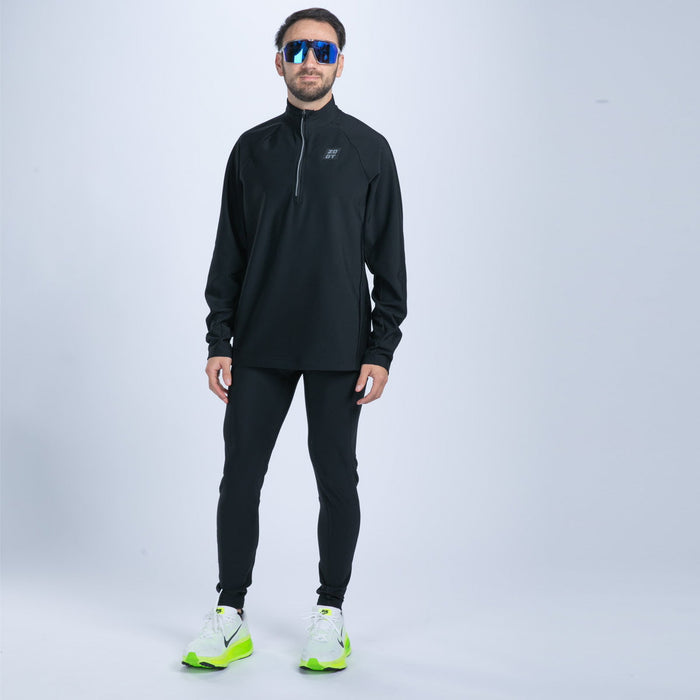 Zoot Sports RUN BOTTOMS Men's Elite Run Hallocore Thermal 1/2 Zip - Jet Black