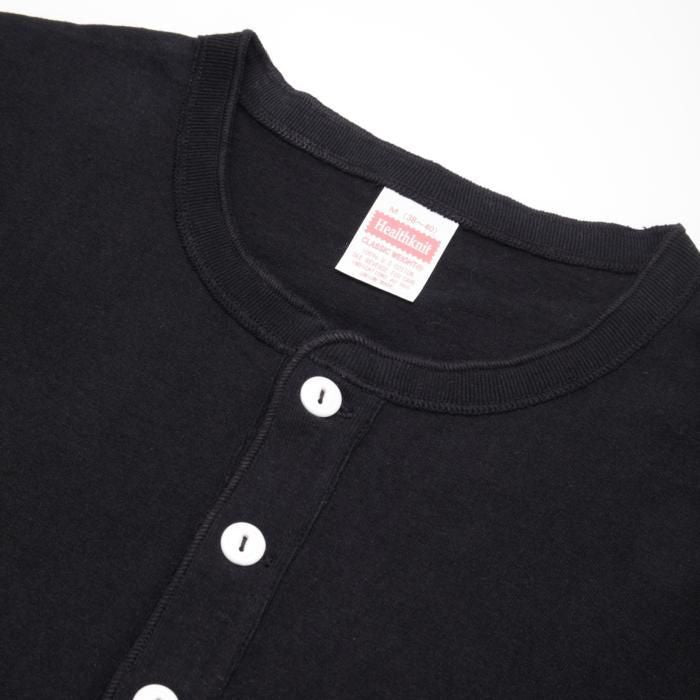 NEW HENLEY NECK SHORT-SLEEVED T-SHIRT (SLIM FIT) - BLACK