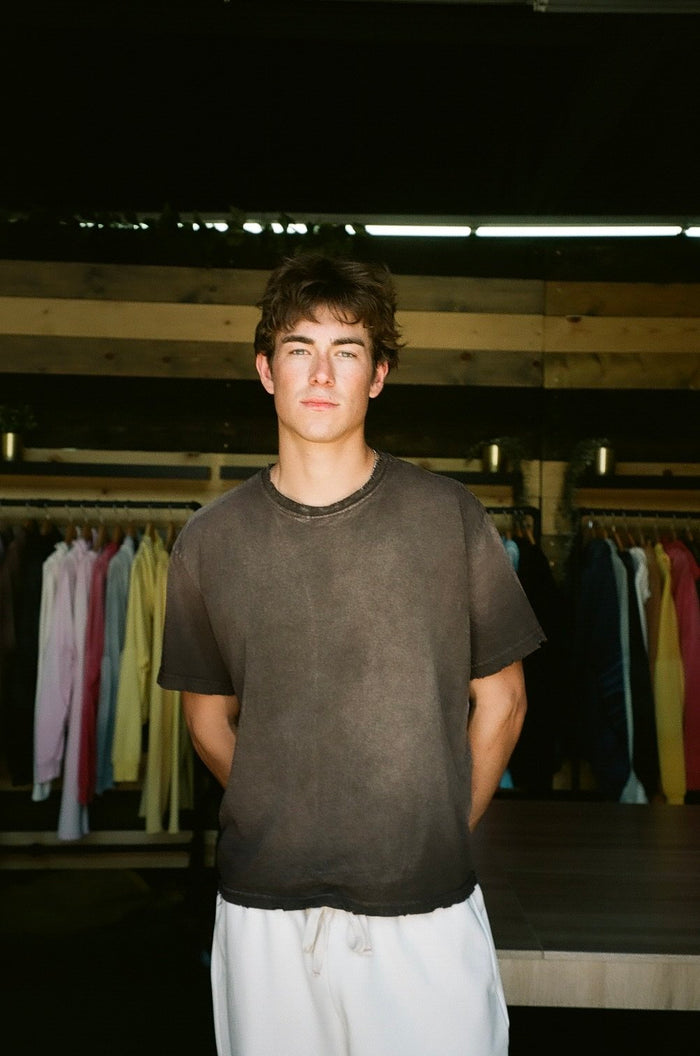 OVERSIZE CROP TEE S/S - AGED BROWN