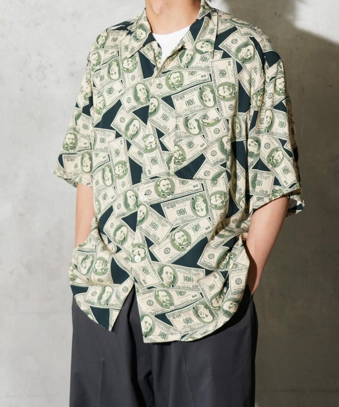 PRINTED LOOP COLLAR SS SHIRT - MONEY
