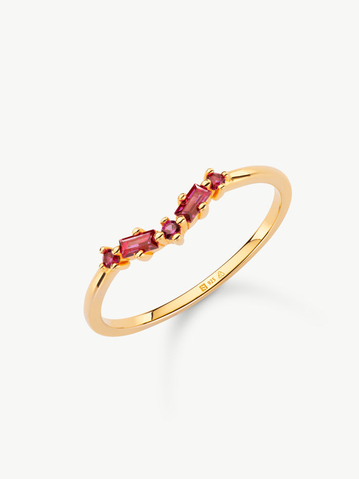 Ruby Wishbone ring in Gold Vermeil