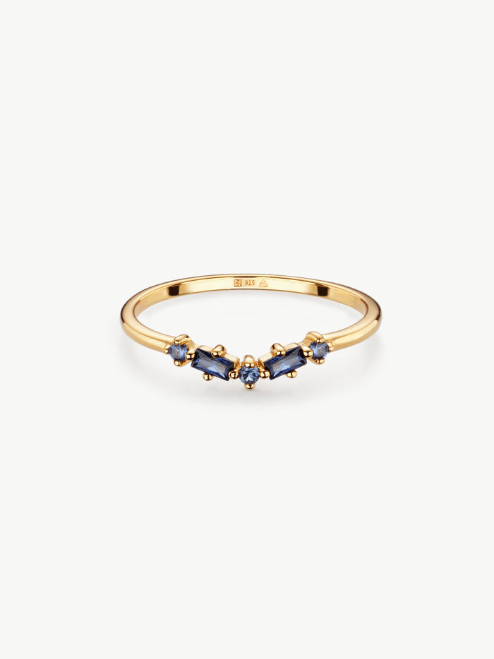 Lab-grown Sapphire wishbone ring in 18ct Gold Vermeil