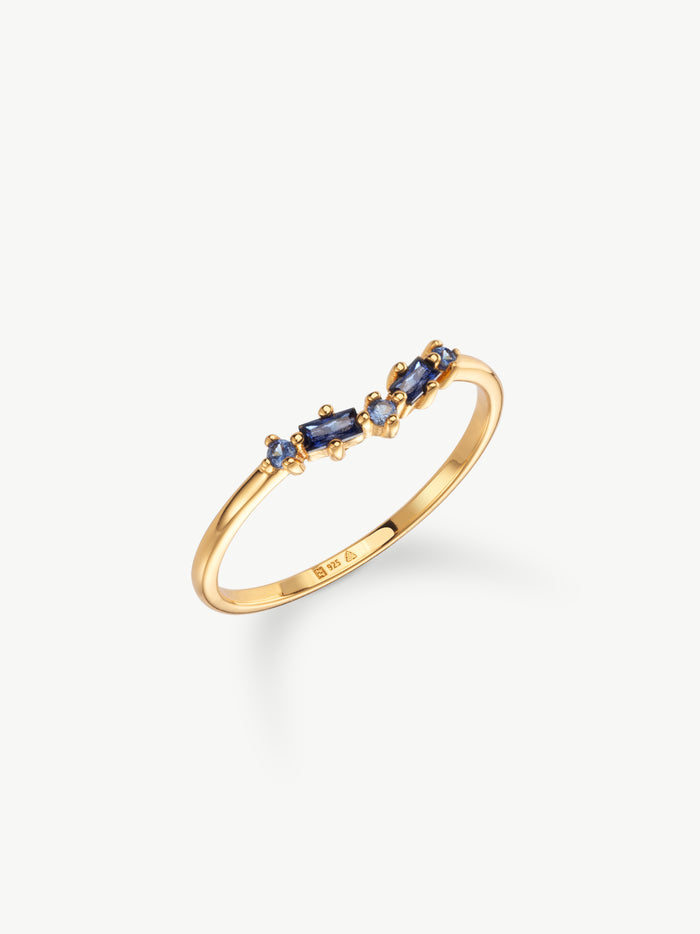 Lab-grown Sapphire wishbone ring in Gold vermeil