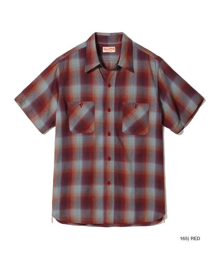 SC39726 RAYON TWILL CHECK WORK SHIRT - RED