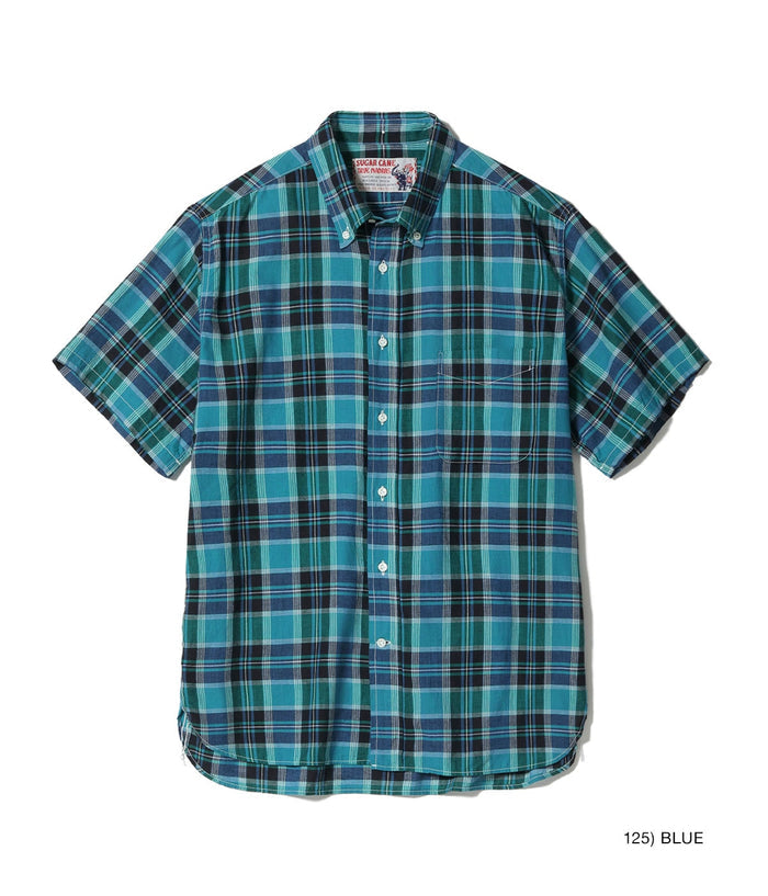 SC39738 MADRAS CHECK BUTTON DOWN SHIRT - BLUE