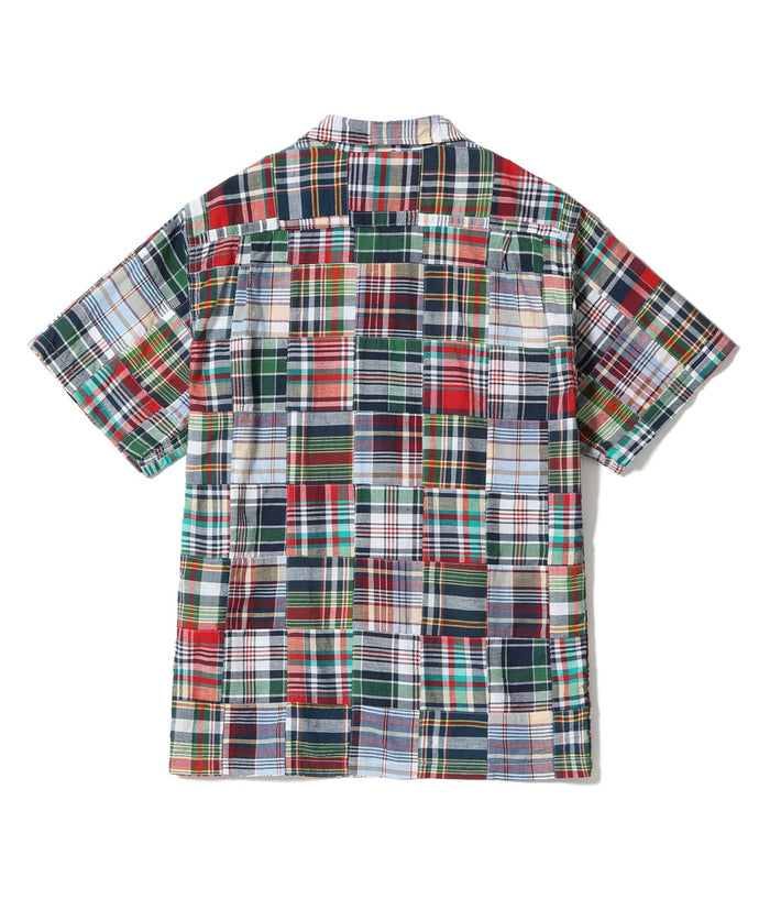 SC39739 MADRAS CHECK PATCHWORK OPEN SHIRT - RED