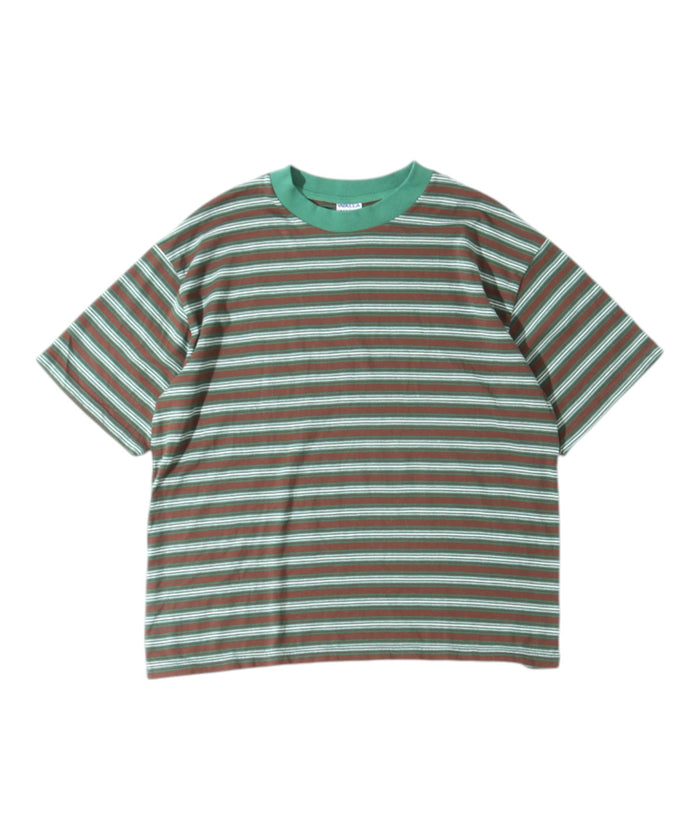 STRIPE TEE S/S - DARK BROWN/GREEN