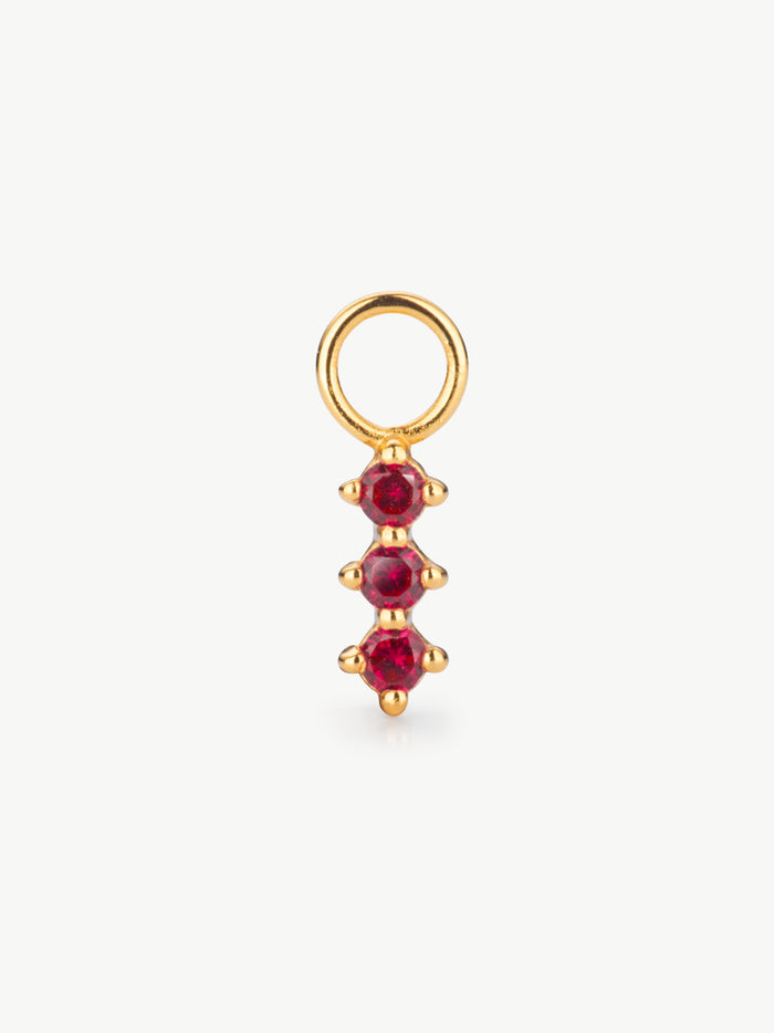 Ruby Triple Earring Charm in Gold Vermeil