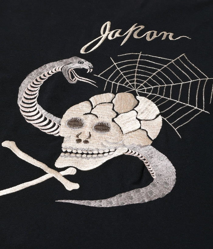 TT79746 SUKA POLO SHIRT EMBROIDERED SKULL & SNAKE - BLACK