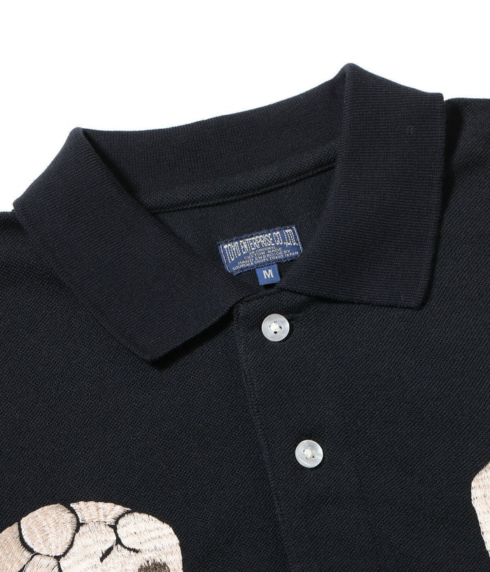 TT79746 SUKA POLO SHIRT EMBROIDERED SKULL & SNAKE - BLACK
