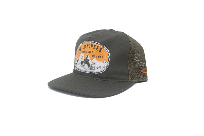WILD HORSES TRUCKER Snapback - OLIVE