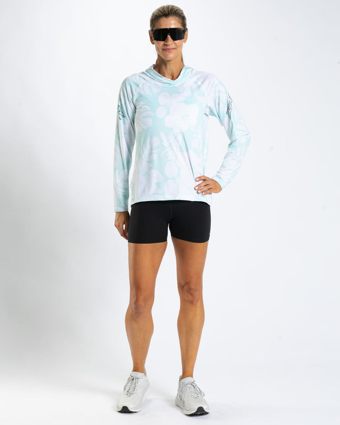 Zoot Sports RUN LONG SLEEVE TEES Women's Ltd Run Sun Stop Hoodie - Blue Hawaii