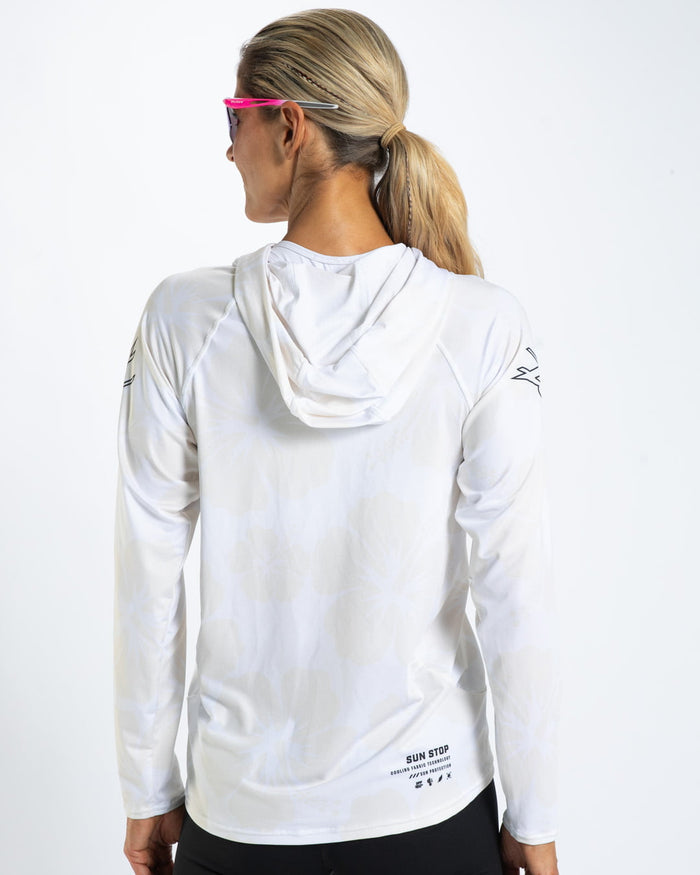 Zoot Sports RUN LONG SLEEVE TEES Women's Ltd Run Sun Stop Hoodie - Hibiscus