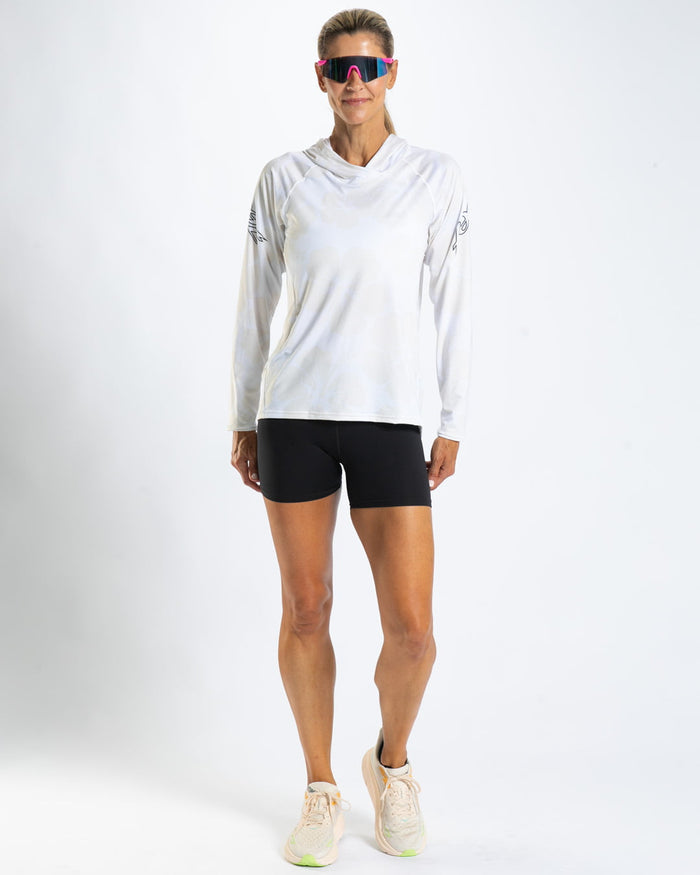 Zoot Sports RUN LONG SLEEVE TEES Women's Ltd Run Sun Stop Hoodie - Hibiscus