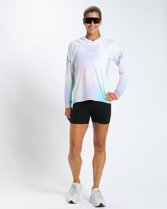Zoot Sports RUN LONG SLEEVE TEES Women's Ltd Run Sun Stop Hoodie - Sunset