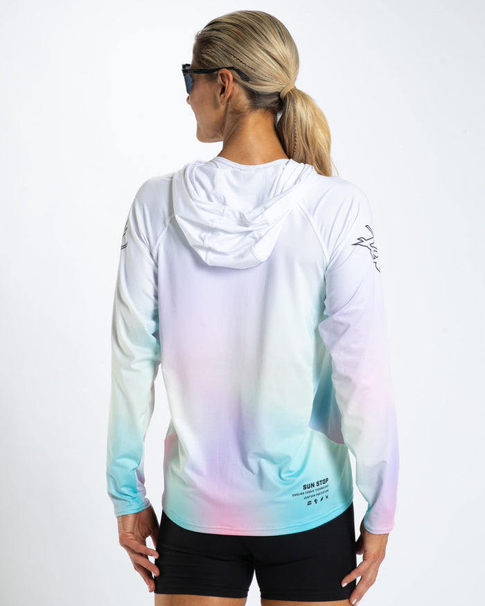 Zoot Sports RUN LONG SLEEVE TEES Women's Ltd Run Sun Stop Hoodie - Sunset